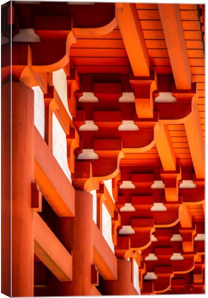 Traditional beams and joists of an old Buddhist temple at the Koyasan in Japan Canvas Print by Mirko Kuzmanovic
