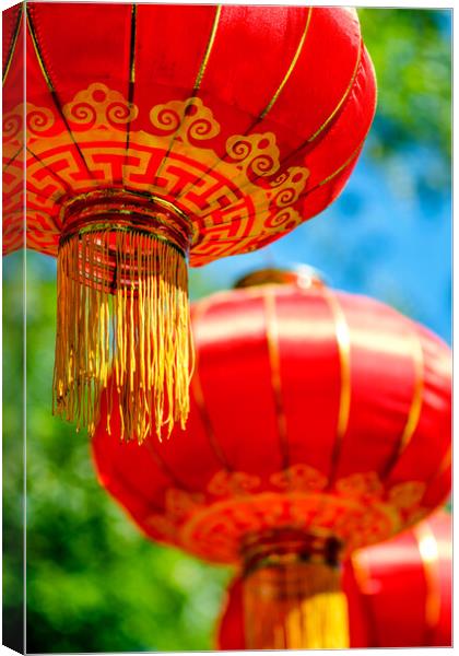 Red lanterns hanging in celebration of the National Day of China in Beijing Canvas Print by Mirko Kuzmanovic