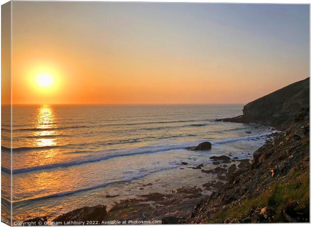 Cornish Sunset Canvas Print by Graham Lathbury