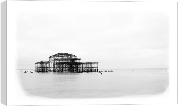 Monochrome West Pier, Brighton Canvas Print by Graham Lathbury