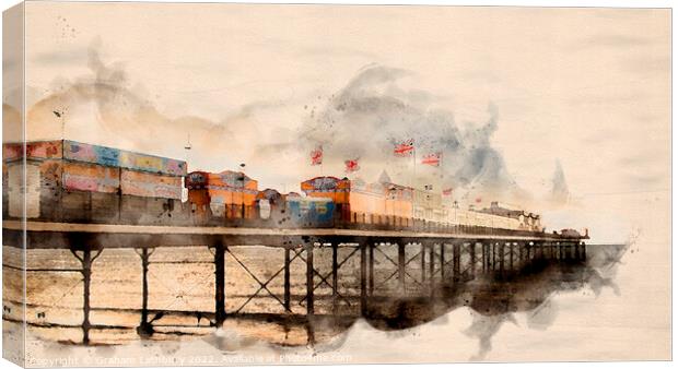 Paignton Pier, Devon - Watercolour Canvas Print by Graham Lathbury