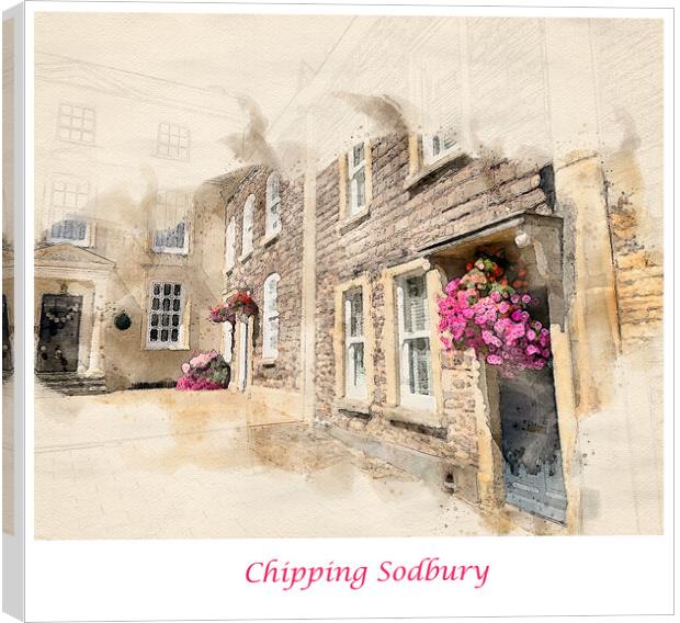 Chipping Sodbury Watercolour Canvas Print by Graham Lathbury