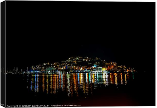 Kingswear Harbour at Night Canvas Print by Graham Lathbury