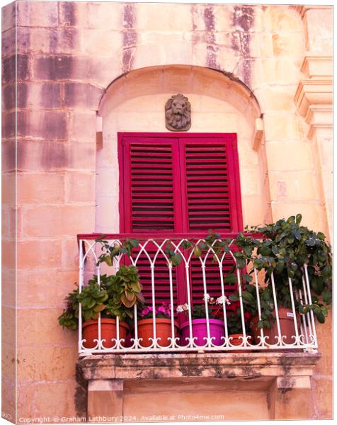 Mdina Balcony Canvas Print by Graham Lathbury