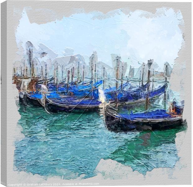 Venetian Gondolas - watercolour Canvas Print by Graham Lathbury