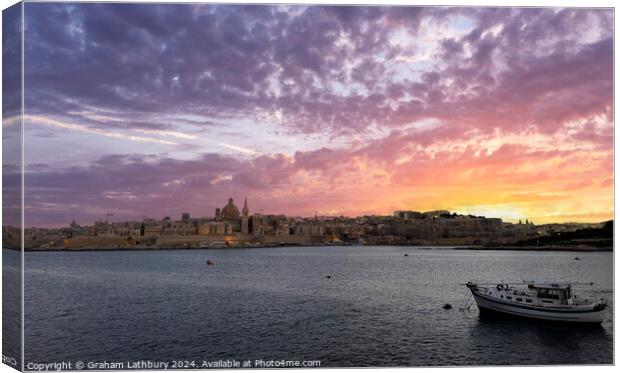Valletta Sunset Malta Canvas Print by Graham Lathbury