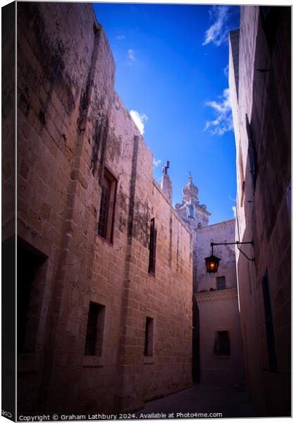 Mdina Side Street, Malta Canvas Print by Graham Lathbury