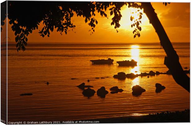 Sunset Mauritius Canvas Print by Graham Lathbury