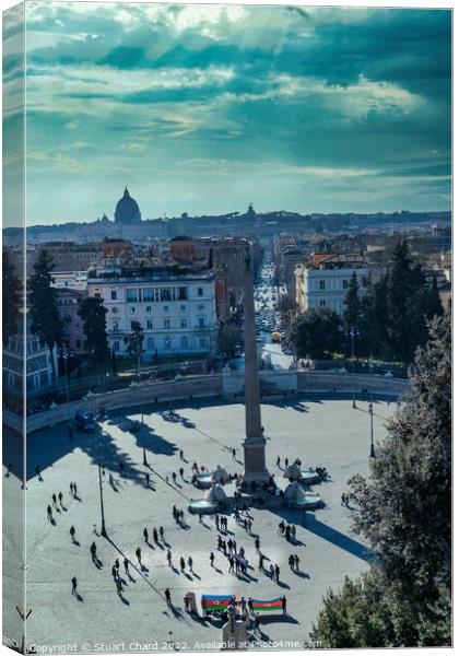 Scenic View of Piazza del Popolo Square from the Terrace of Pincio in Villa Borghese Canvas Print by Stuart Chard