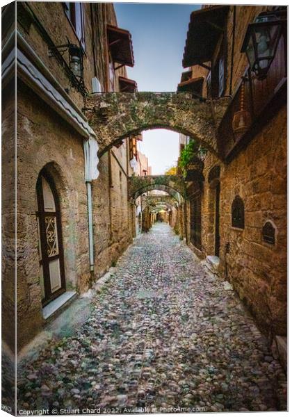 Rhodes old town street Canvas Print by Stuart Chard