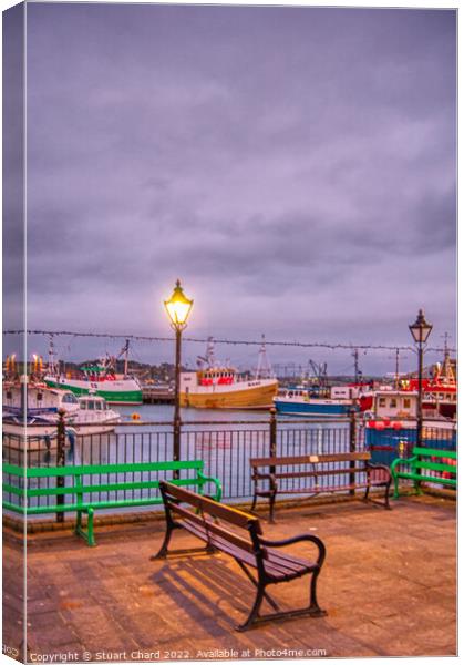 Padstow Harbourat Night Canvas Print by Stuart Chard