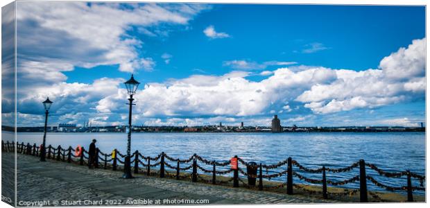 Liverpool waterfront and River Mersey Canvas Print by Stuart Chard