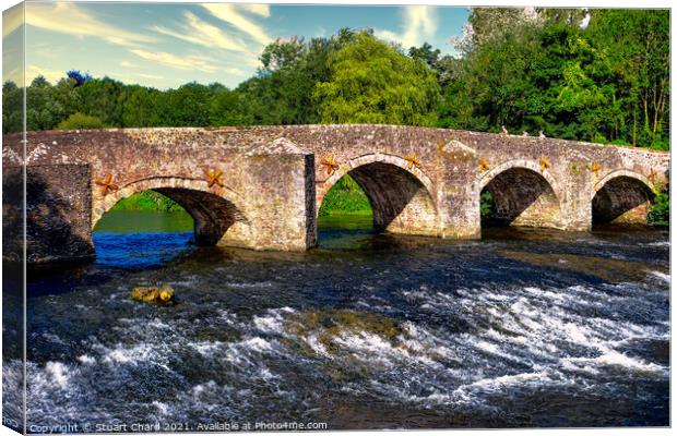 Bickleigh Bridge on the River Exe  Canvas Print by Stuart Chard