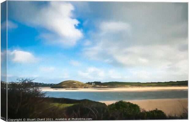 River estuary with dunes and beach at Hayle in Nor Canvas Print by Stuart Chard