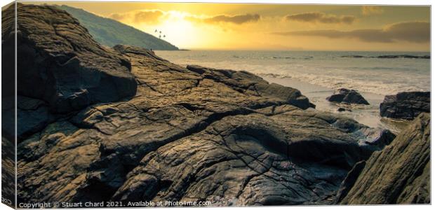 Untouched tropical beach Goa  Canvas Print by Stuart Chard