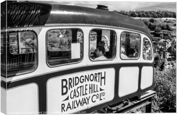 Bridgnorth cliff railway - black and white photogr Canvas Print by Stuart Chard