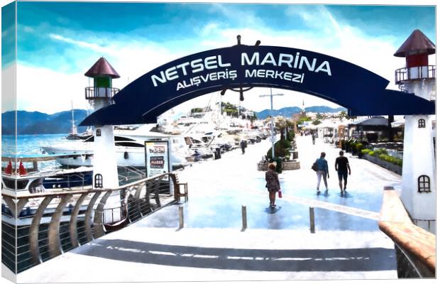 Netsel Marina and promenade in Marmaris Turkey Canvas Print by Stuart Chard
