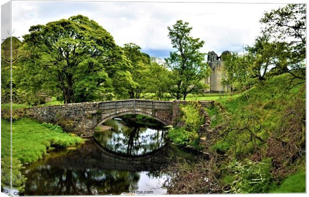 Abbey Bridge  over the River Lowther at Shap Abbey Canvas Print by Peter Wiseman