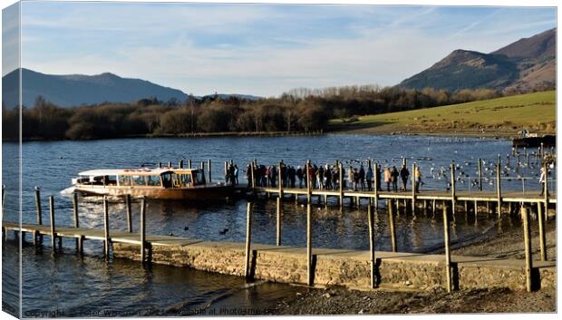 Launch jetty, Derwent Water, the Lake District Canvas Print by Peter Wiseman