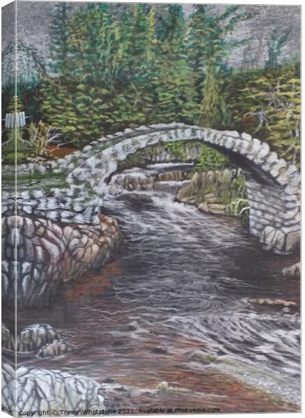Old Packhorse Bridge, Carrbridge, Scotland Canvas Print by Trevor Whetstone