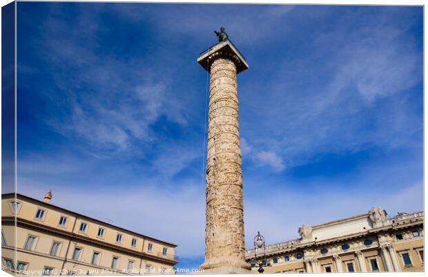 Trajan's Column, a column for Roman emperor Trajan's victory in Rome, Italy Canvas Print by Chun Ju Wu