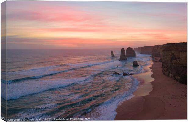 Sunset view of the Twelve Apostles on Great Ocean Road, Victoria, Australia Canvas Print by Chun Ju Wu