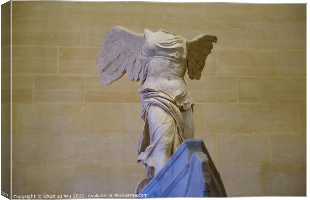 Victoire de Samothrace (Winged Victory of Samothrace), a Greek sculpture exhibited at Louvre Museum in Paris, France Canvas Print by Chun Ju Wu