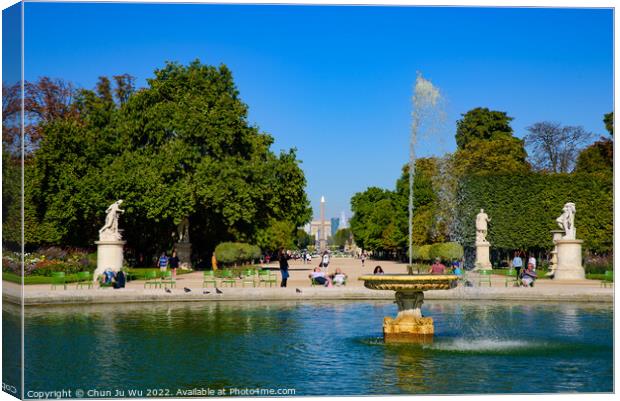 Tuileries Garden, located between the Louvre and the Place de la Concorde, in Paris, France Canvas Print by Chun Ju Wu