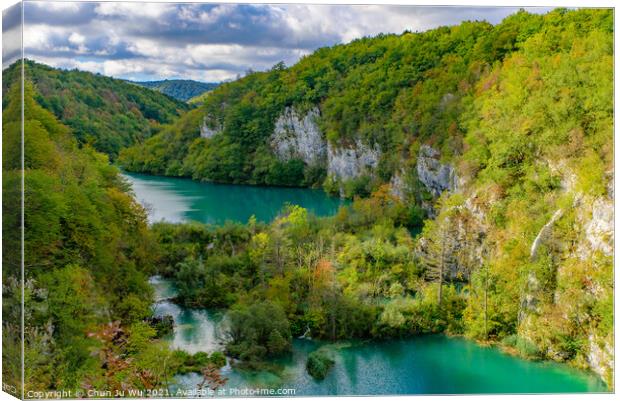 Lower lakes canyon of Plitvice Lakes National Park (Plitvička Jezera), a national park in Croatia Canvas Print by Chun Ju Wu