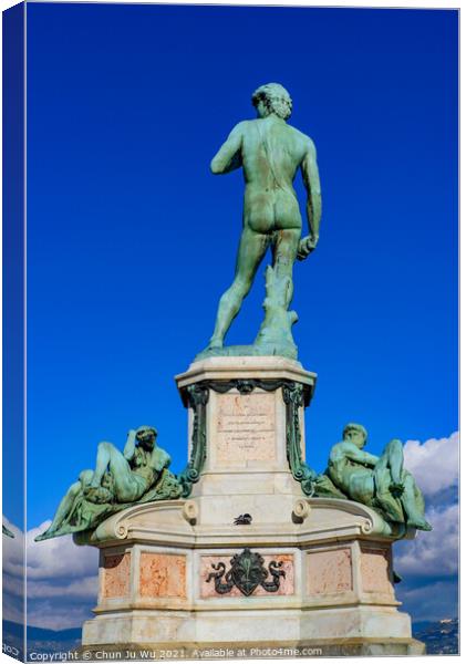Piazzale Michelangelo (Michelangelo Square) with bronze statue of David, the square with panoramic view of Florence, Italy Canvas Print by Chun Ju Wu