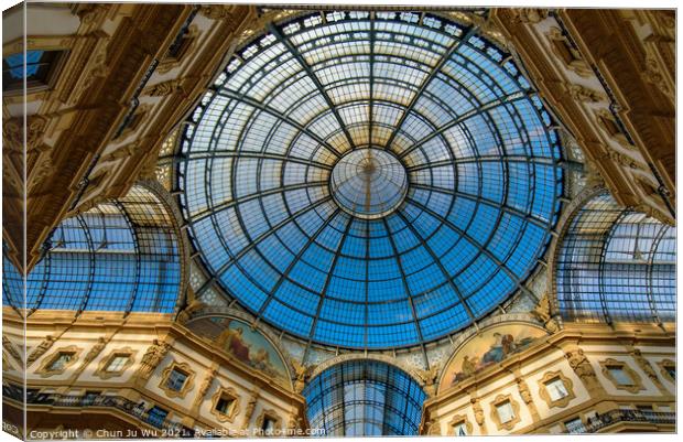 Glass dome of Galleria Vittorio Emanuele II in Milan, Italy's oldest shopping mall Canvas Print by Chun Ju Wu