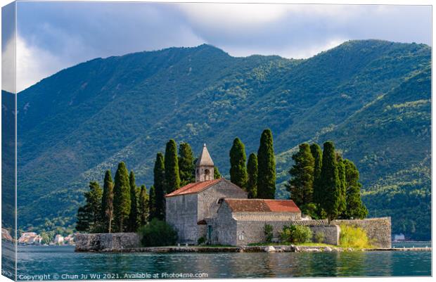 Island of Saint George, an islet off the coast of Perast in the Bay of Kotor, Montenegro Canvas Print by Chun Ju Wu