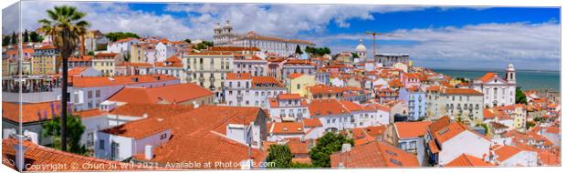 Panorama of the city & Tagus River from Miradouro de Santa Luzia, an observation deck in Lisbon, Portugal Canvas Print by Chun Ju Wu
