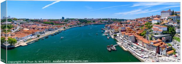 Panorama of River Douro and its riverbanks in Porto, Portugal Canvas Print by Chun Ju Wu