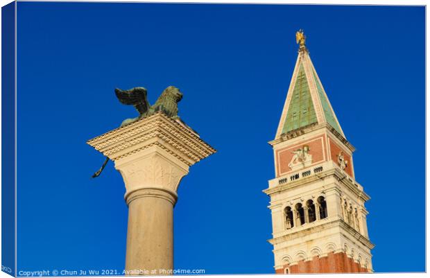 Column of San Marco and St Mark's Campanile, Venice, Italy Canvas Print by Chun Ju Wu