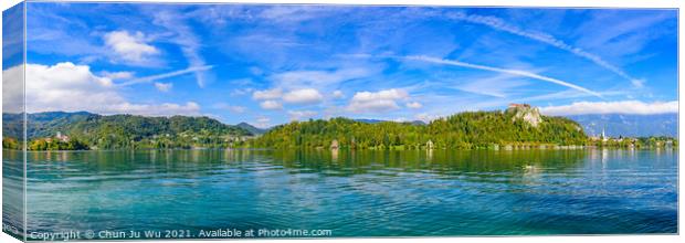 Panoramic view of Lake Bled, a popular tourist destination in Slovenia Canvas Print by Chun Ju Wu