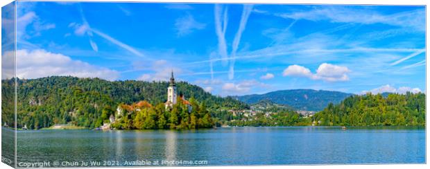 Panoramic view of Lake Bled, a popular tourist destination in Slovenia Canvas Print by Chun Ju Wu