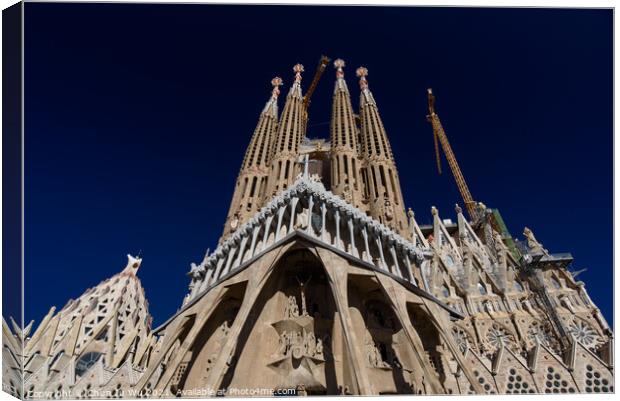Passion Façade of Sagrada Familia, the cathedral designed by Gaudi in Barcelona, Spain Canvas Print by Chun Ju Wu