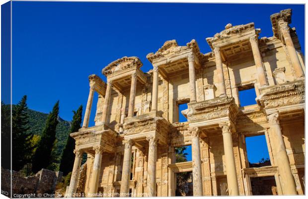 Library of Celsus, an ancient Roman building in Ephesus Archaeological Site, Turkey Canvas Print by Chun Ju Wu
