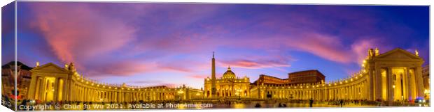 Panoramic view of St. Peter's Basilica and Square in Vatican City at sunset time Canvas Print by Chun Ju Wu
