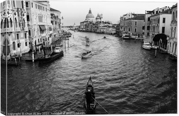 Grand Canal in Venice (black & white) Canvas Print by Chun Ju Wu