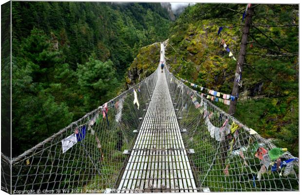 Suspension Bridge at Himalayan area in Nepal Canvas Print by Chun Ju Wu