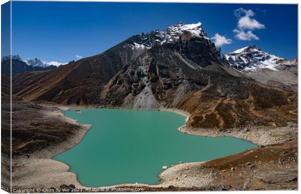 Gokyo lake surrounded by snow mountains of Himalayas in Nepal Canvas Print by Chun Ju Wu
