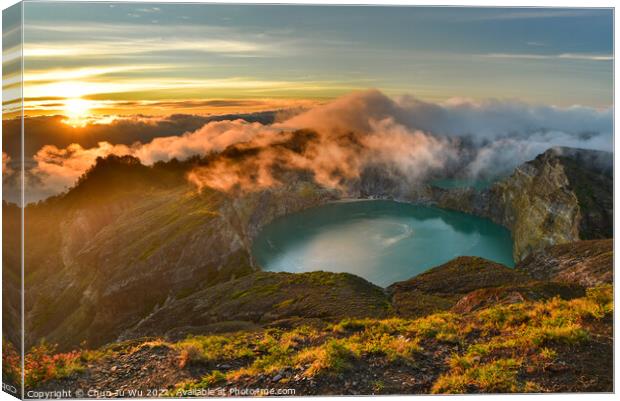 Sunrise view of Kelimutu volcano in Flores island, Indonesia Canvas Print by Chun Ju Wu