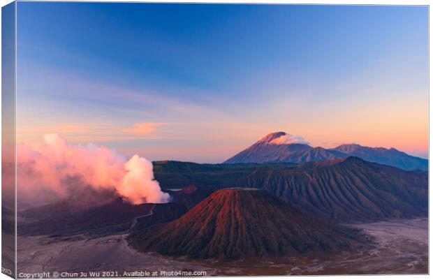 Mount Bromo under the light of sunrise, the most famous volcano in Java, Indonesia Canvas Print by Chun Ju Wu