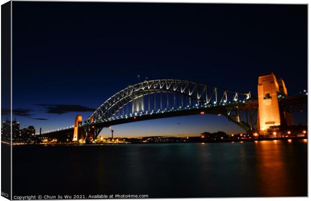 Night view of Sydney Harbour Bridge, NSW, Australia Canvas Print by Chun Ju Wu