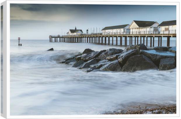 Southwold Pier Long exposure Canvas Print by ROBERT HUTT