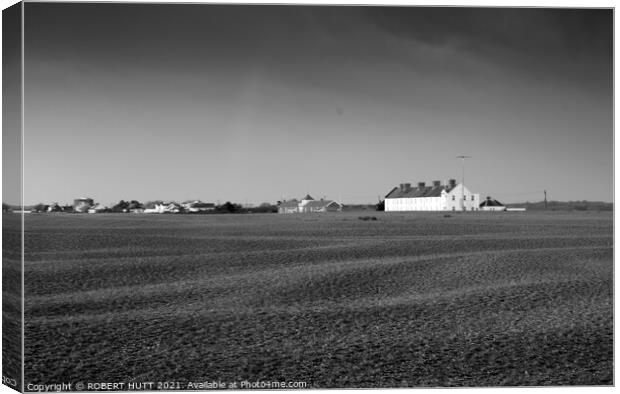 Coastguard Cottages Shingle Street Canvas Print by ROBERT HUTT