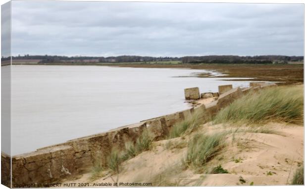 Sea Defense Bawdsey Suffolk Canvas Print by ROBERT HUTT