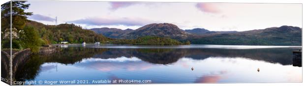 Loch Katrine a Panoramic View Canvas Print by Roger Worrall